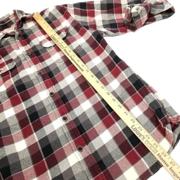 JACHS Red Black Plaid Cotton Button Down Flannel Shirt Jacket Shacket Men Small - Picture 5 of 6
